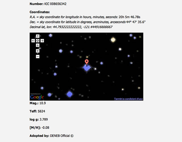 Number: KIC 008656342 - Adopted by: DENEB Official ©