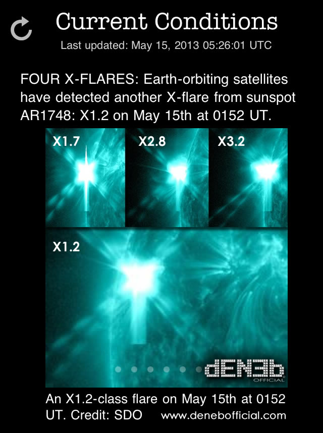 Quattro X Flares! Oggi nuovo brillamento solare di Classe X1.2 - Four X-Flares: An X1.2-Class Solar Flare on May 15th