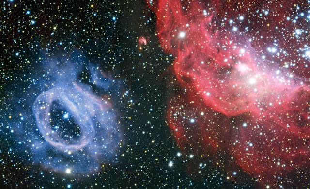 ESO: Due nubi di gas veramente diverse nella galassia della porta accanto - Two very different gas clouds in the galaxy next door