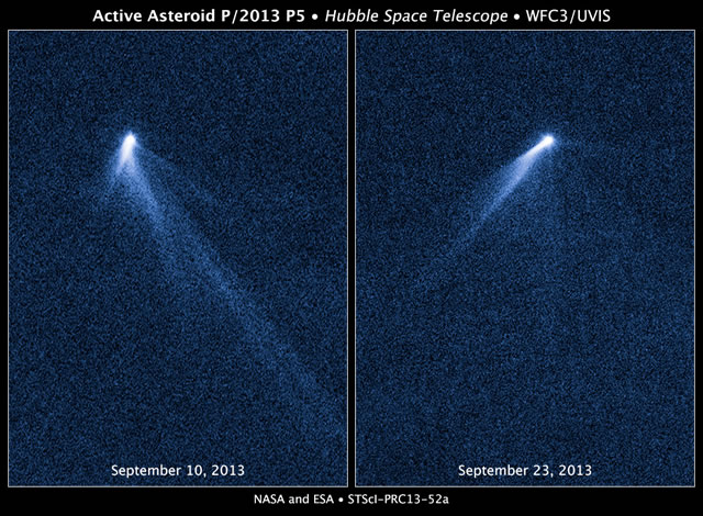 Hubble riprende uno strano asteroide che ha sei code come una cometa - Hubble sees asteroid spouting six comet-like tails