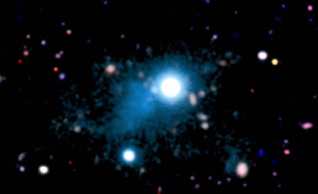 Il web intergalattico: osservata rete di collegamento fra galassie - Light from ancient quasar reveals intergalactic web
