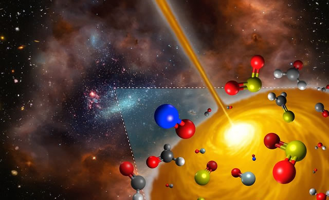 Rappresentazione artistica del nucleo molecolare caldo scoperto nella Grande Nube di Magellano